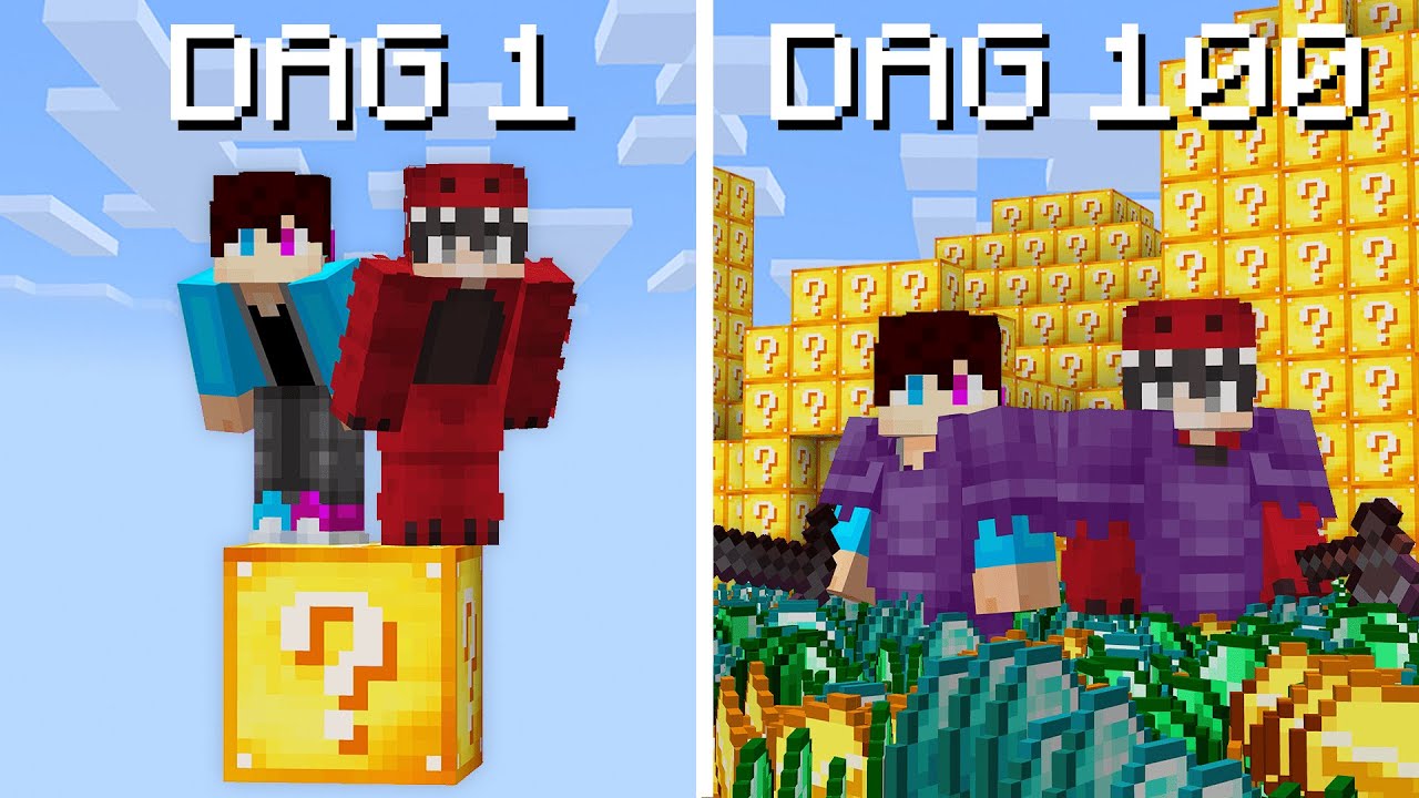 100 Dagen Overleven Op 1 LuckyBlock