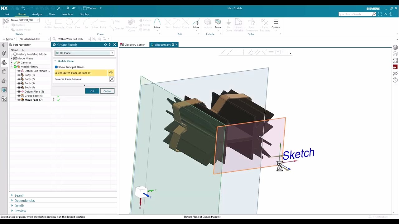 NX 2312 What's New in Design - Sketch Silhouette Curve