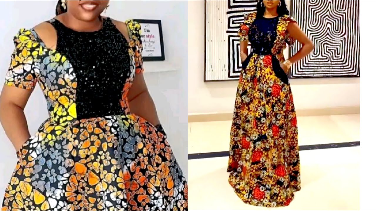How to sew Ankara Long Flare Gown with outer Pockets and Keyhole/cold Shoulder #confidensews