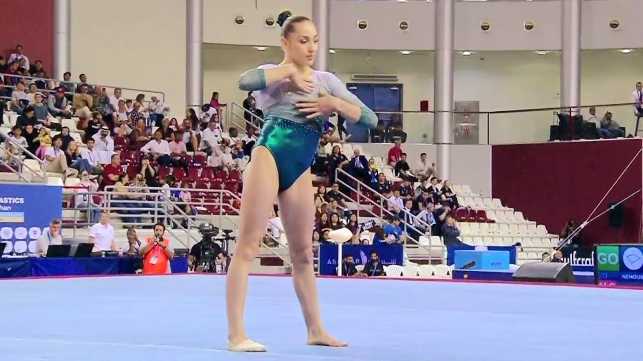 Algerian Gymnast Kaylia Nemour wins GOLD for Algeria 🥇 13,700 Floor Final - Doha World Cup