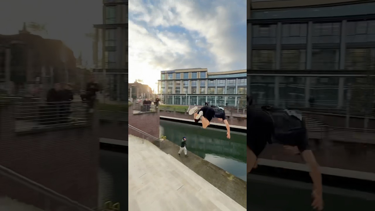 FULL SPRINT IN DIE SPOY!⚡️ #parkour  #kleve #splash #nrw #freerunning #water #teamakusa