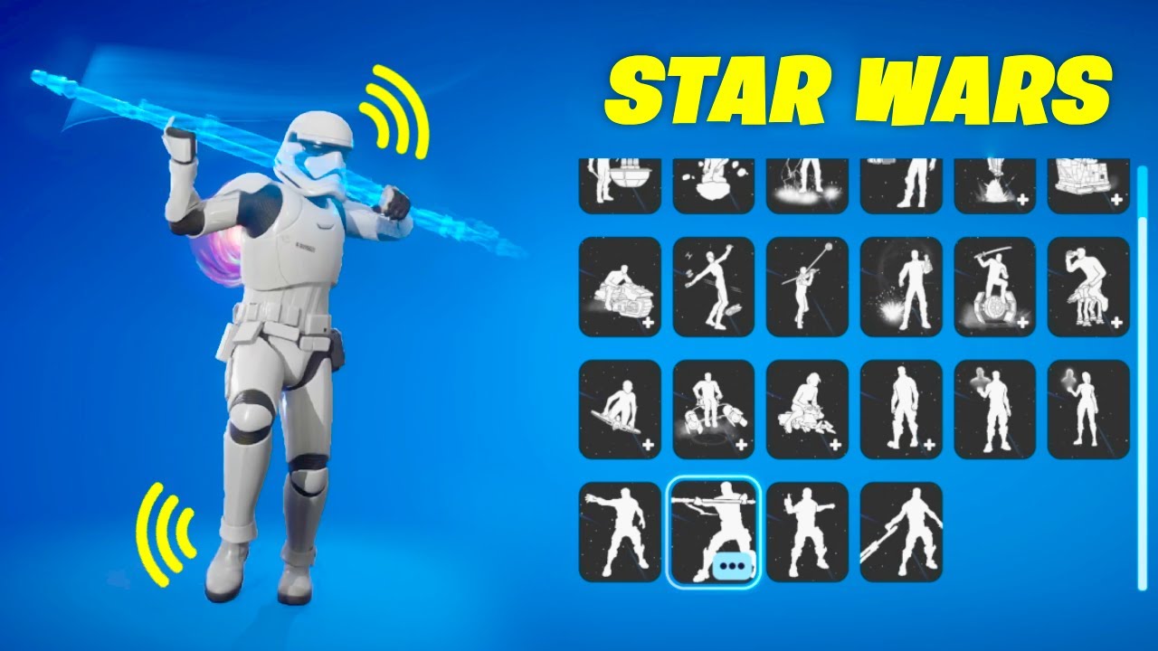 THE COMPLETE EVOLUTION OF STAR WARS EMOTES IN FORTNITE! (Jedi Training, Lil' Sandcrawler, Traitor!)