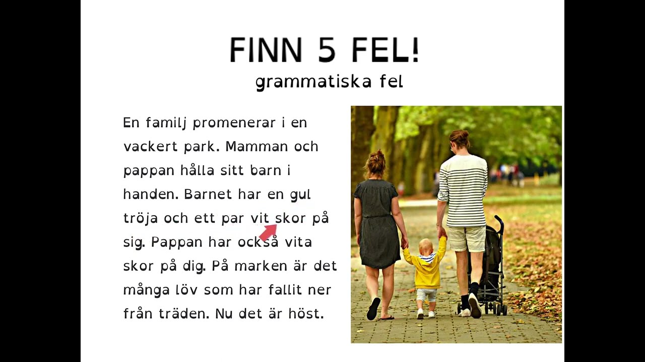 How to learn Swedish FINN 5 FEL Grammatik, läsförståelse Text till en bild. Kan du hitta felen?