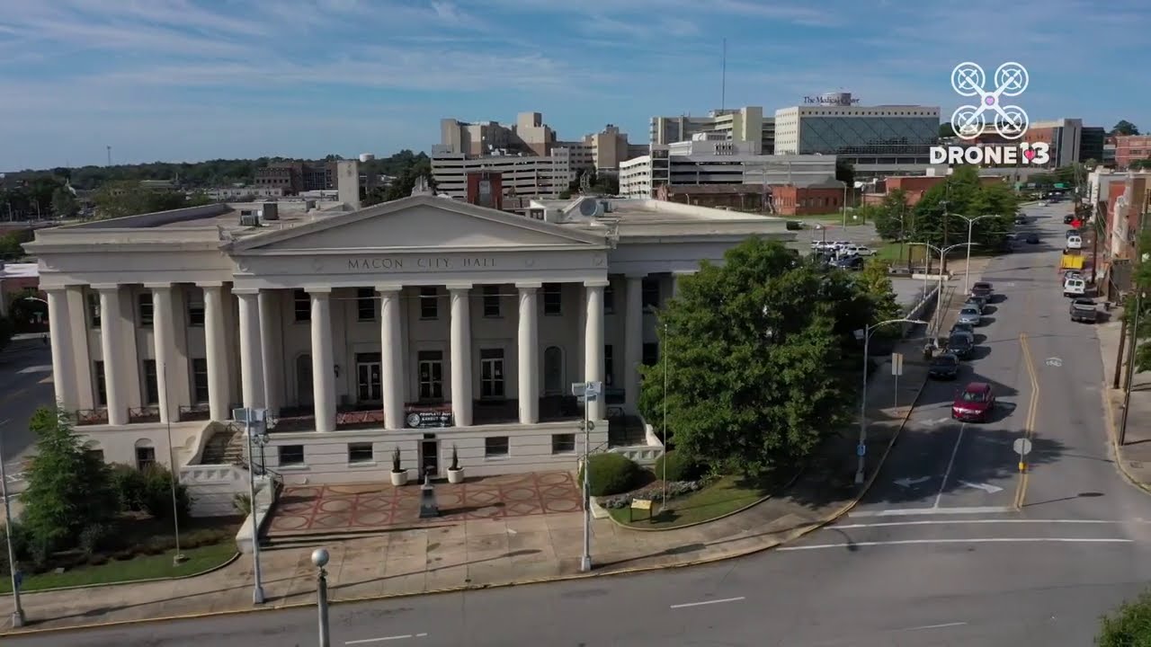 Drone13 flies near Macon-Bibb Government Center in downtown Macon, Georgia