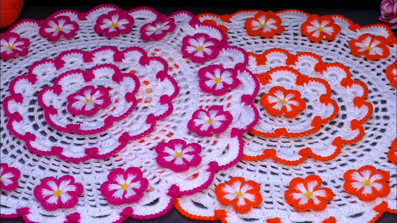 Beautiful!! 🥰 Crochet Trendy Thalposh Design #tablemat design #lokaricha rumal #crochettechnique