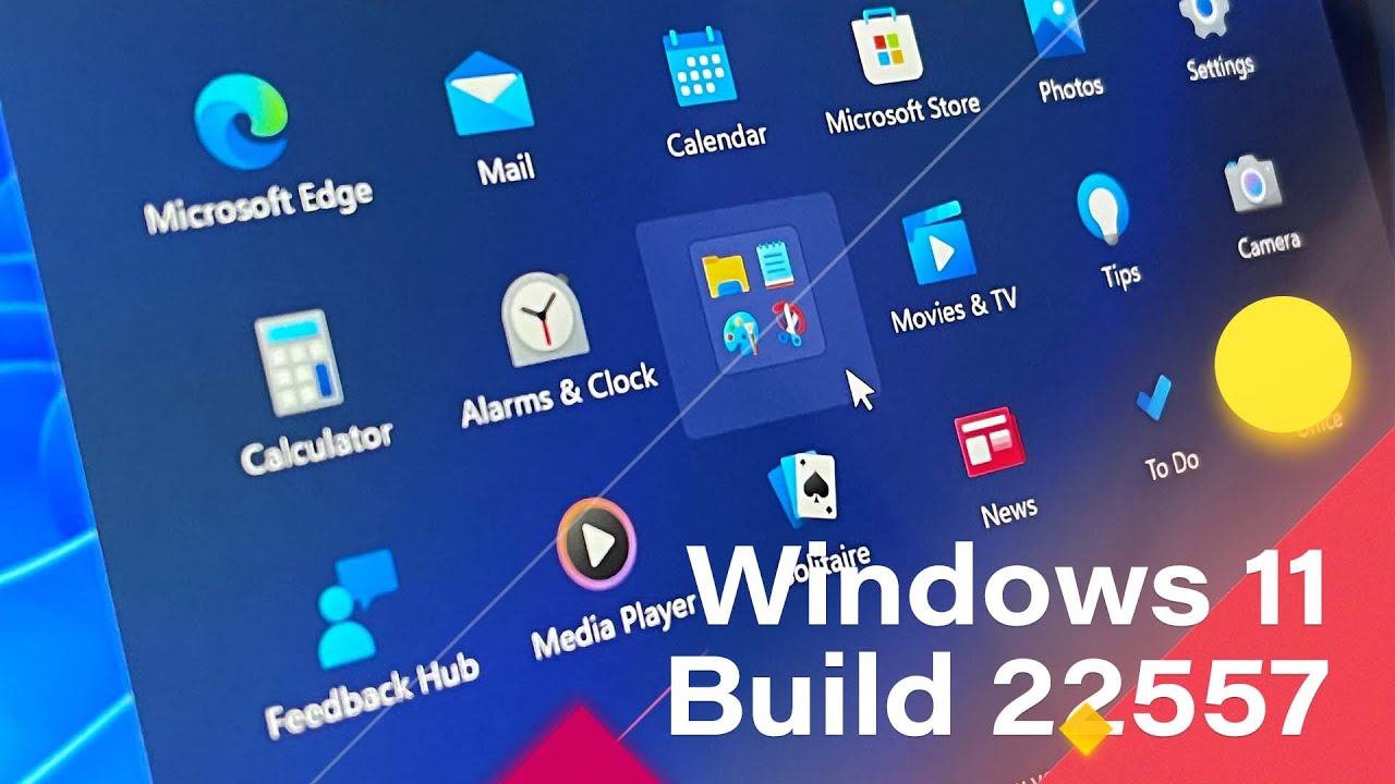 Windows 11 Build 22557 - App Folders, Taskbar Drag & Drop, Task Manager, Touch Gestures + MORE