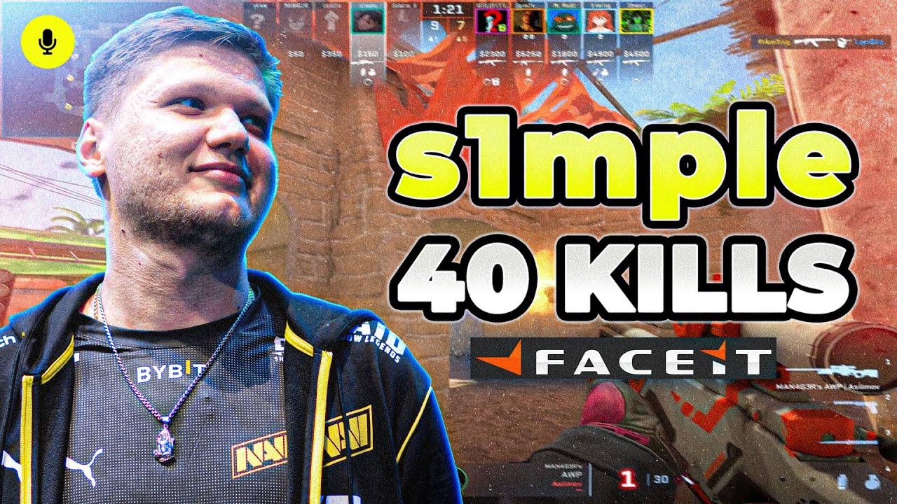 CS2 POV | s1mple 40 KILLS! Faceit Ranked Solo Q (Mirage) Voice Comms 40-27