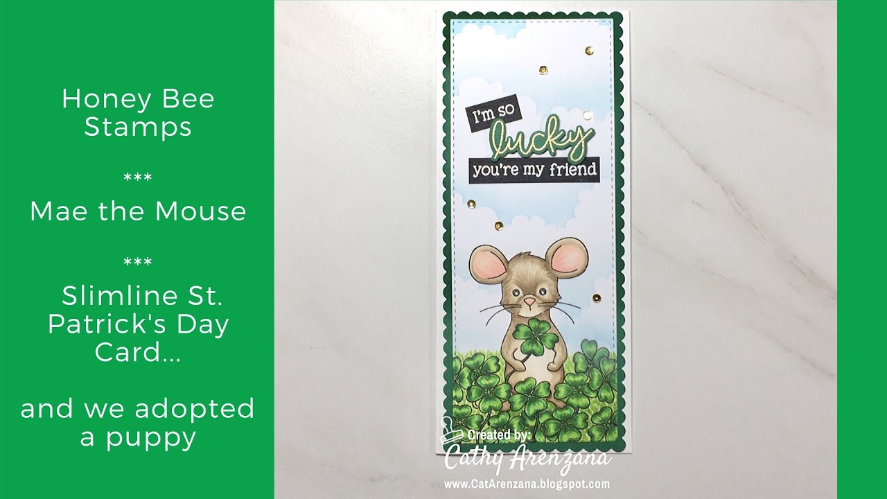 Honey Bee Stamps | Mae the Mouse | Slimline Card | Rupert Makes His Debut