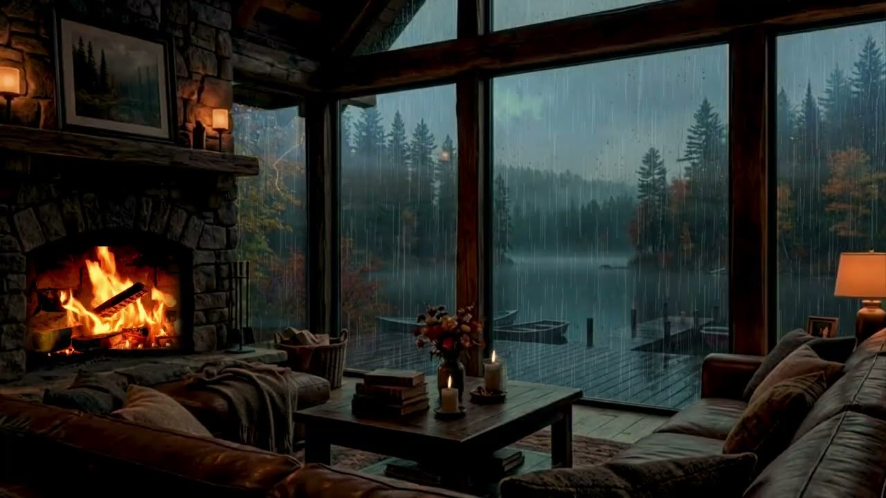 Deep Sleep by the Lake 🌧️ Rain Sounds & Ambient Music | 9.5 Hours