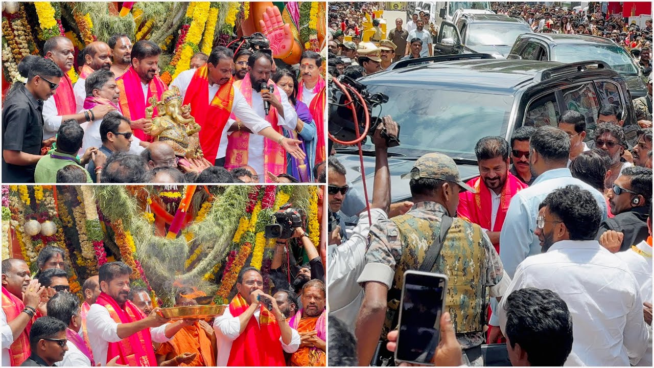 CM Revanth Reddy Attended Khairatabad Ganesh Last Pooja 2025 | Khairatabad Ganesh Last Pooja 2025