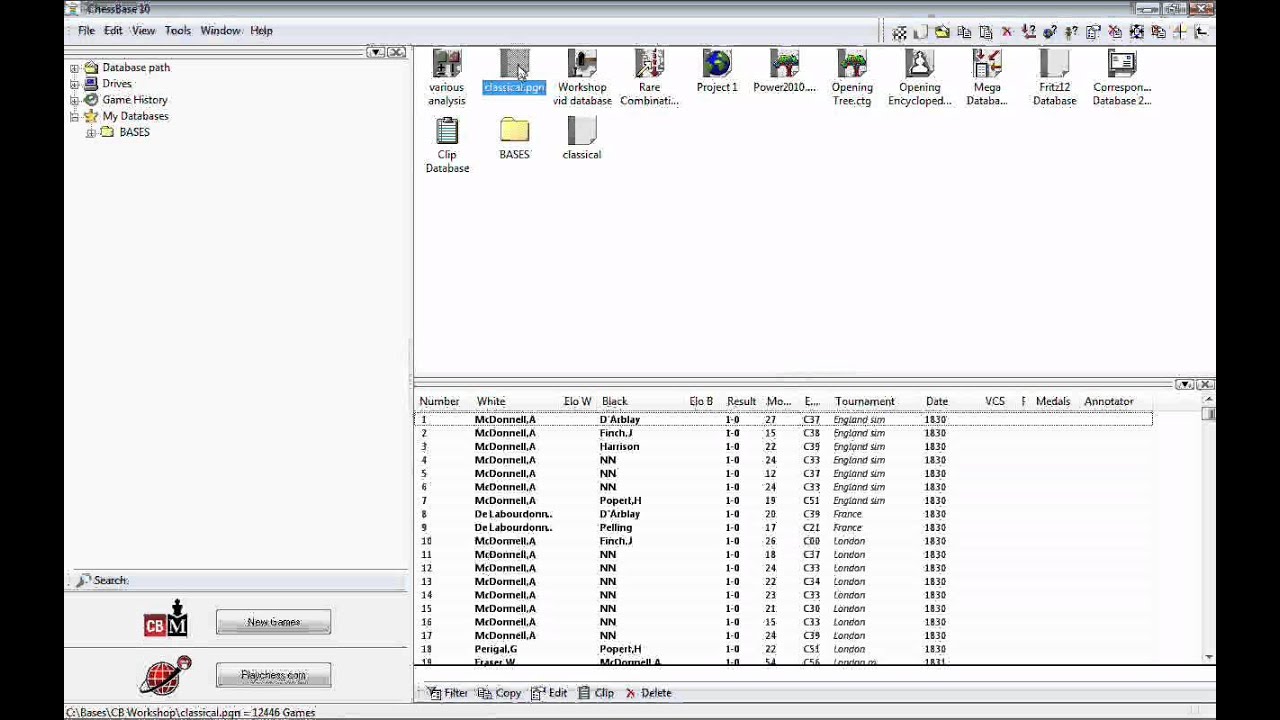 ChessBase Light 2009/ChessBase 10 - converting whole databases between PGN and CBH formats