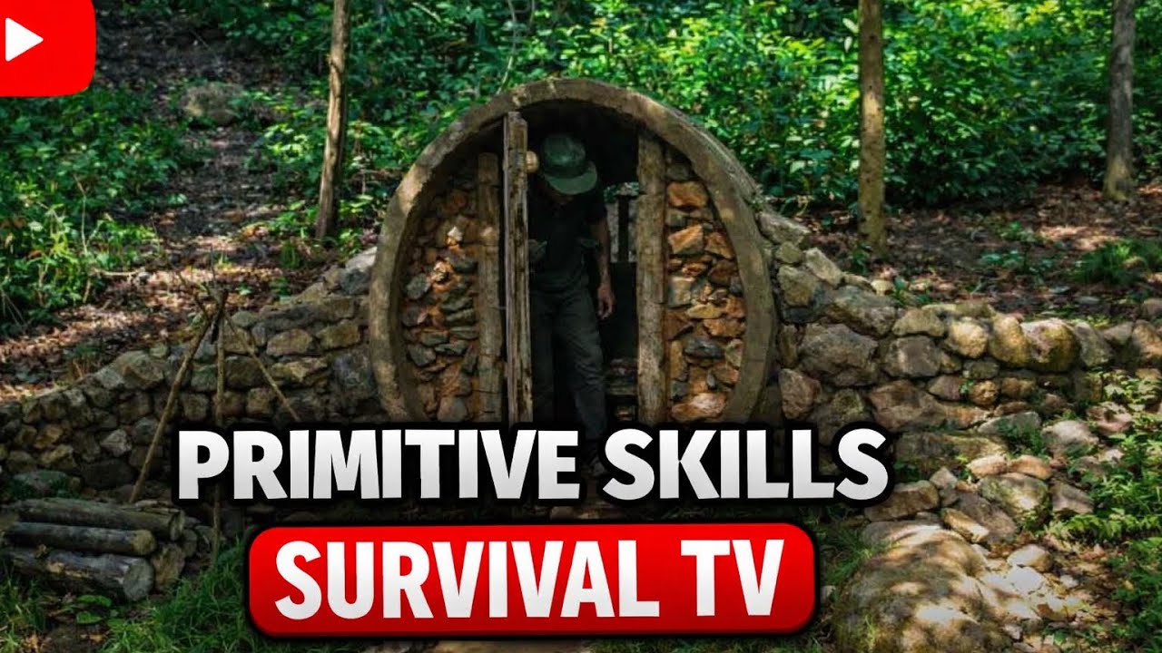 Primitive Underground Shelter in Tyre | Night Survival Skills | Primitive Skills Survival TV