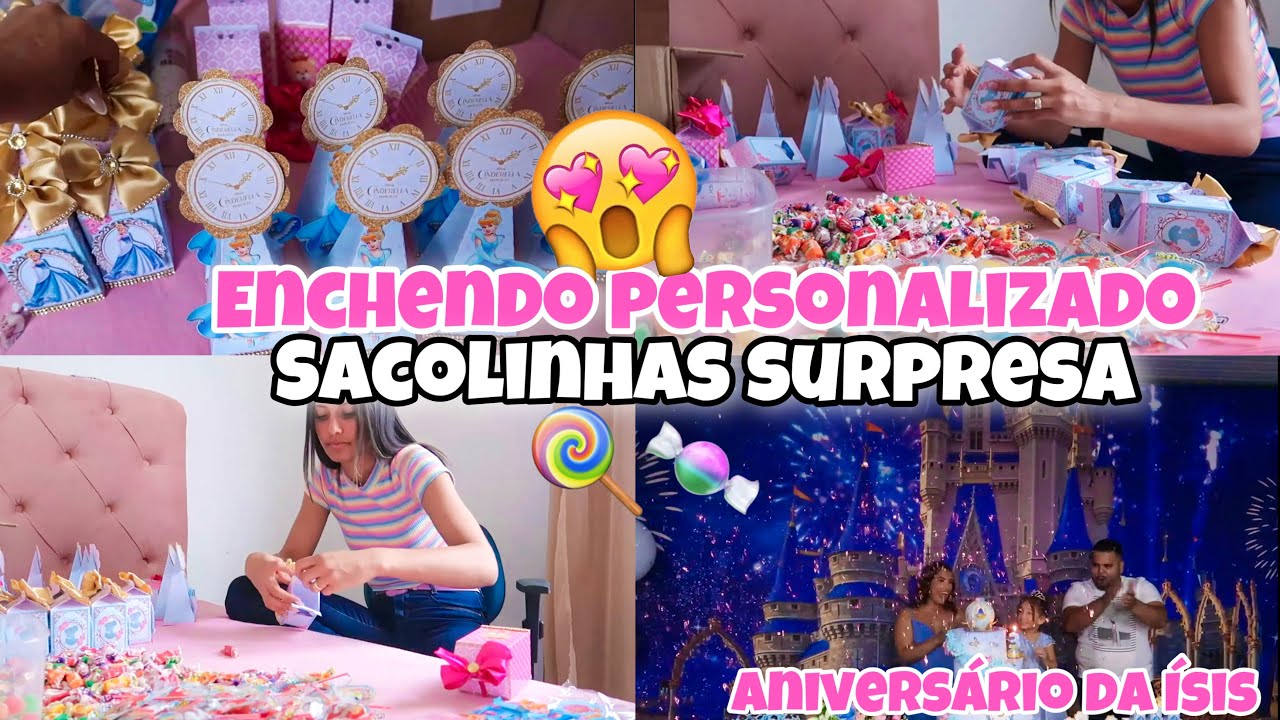 ENCHENDO OS PERSONALIZADOS E AS SACOLINHAS PARA FESTA | ANIVERSÁRIO DA CINDERELA |3 aninhos a Ísis💕