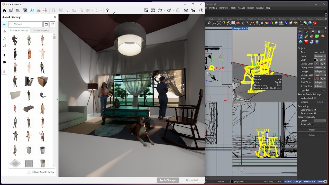 ENSCAPE for RHINO - Lesson 05 - Import BIM Architecture, 3D Product, PBR Material, Asset Library