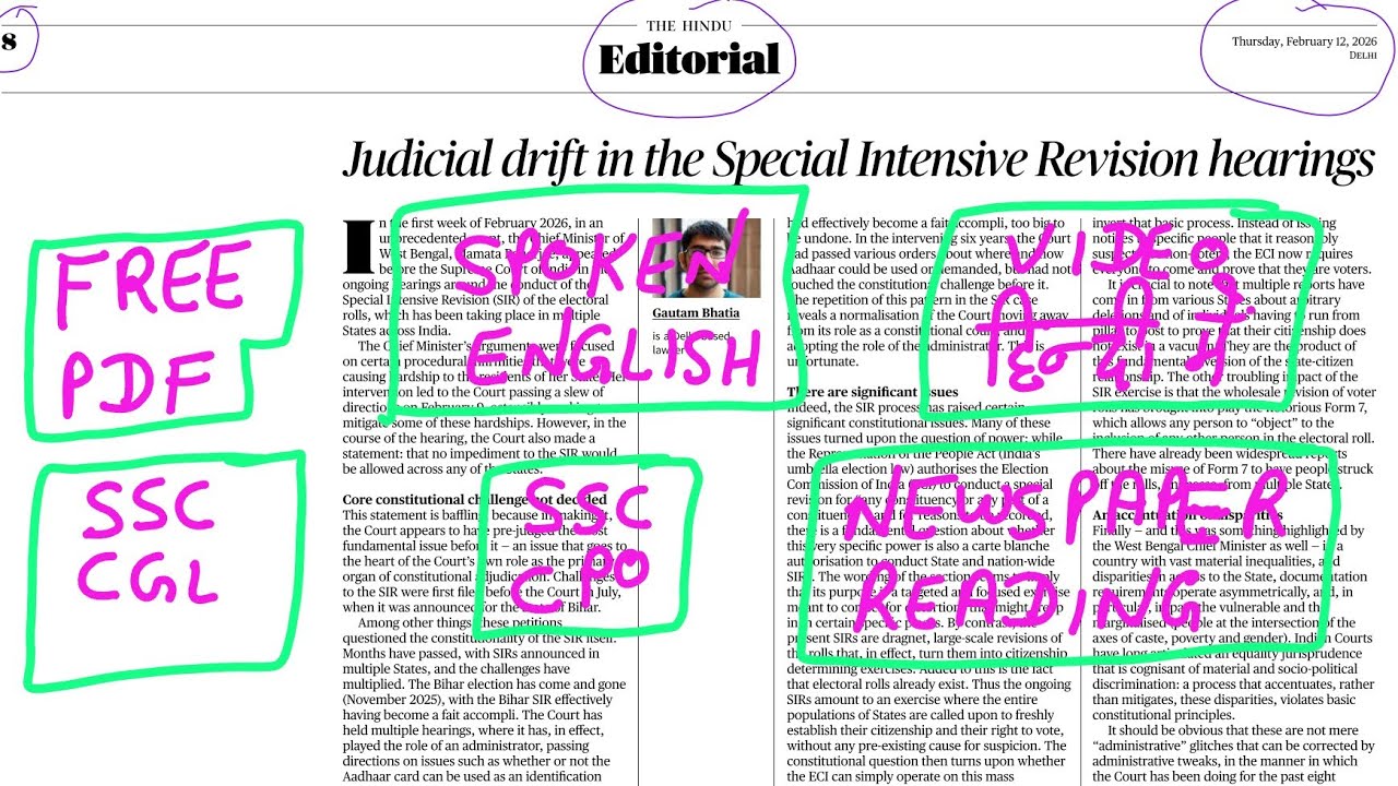 12 February 2026 | The Hindu newspaper analysis today | easy way to read English newspaper