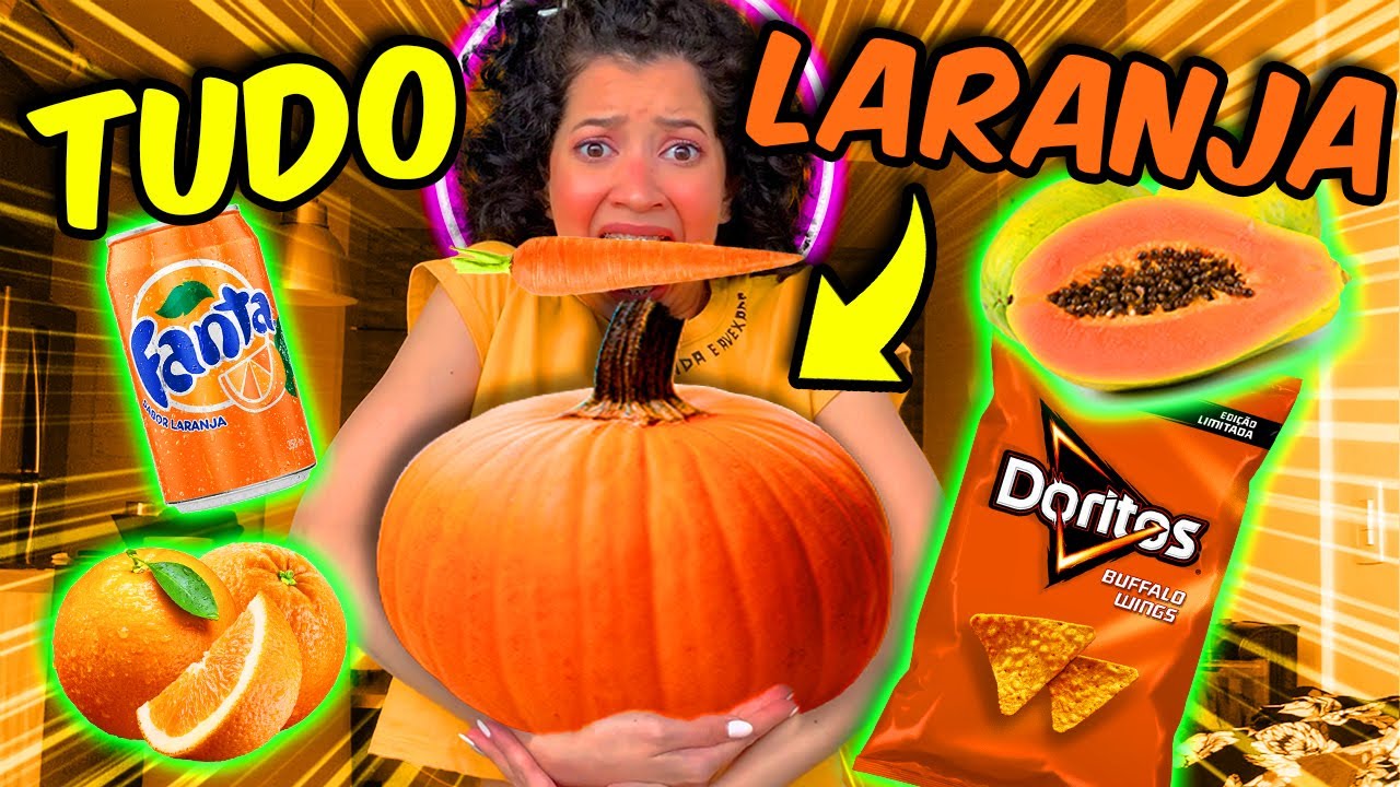 O DIA TODO COMENDO S&Oacute; COMIDAS DA COR LARANJA! (24 Horas)