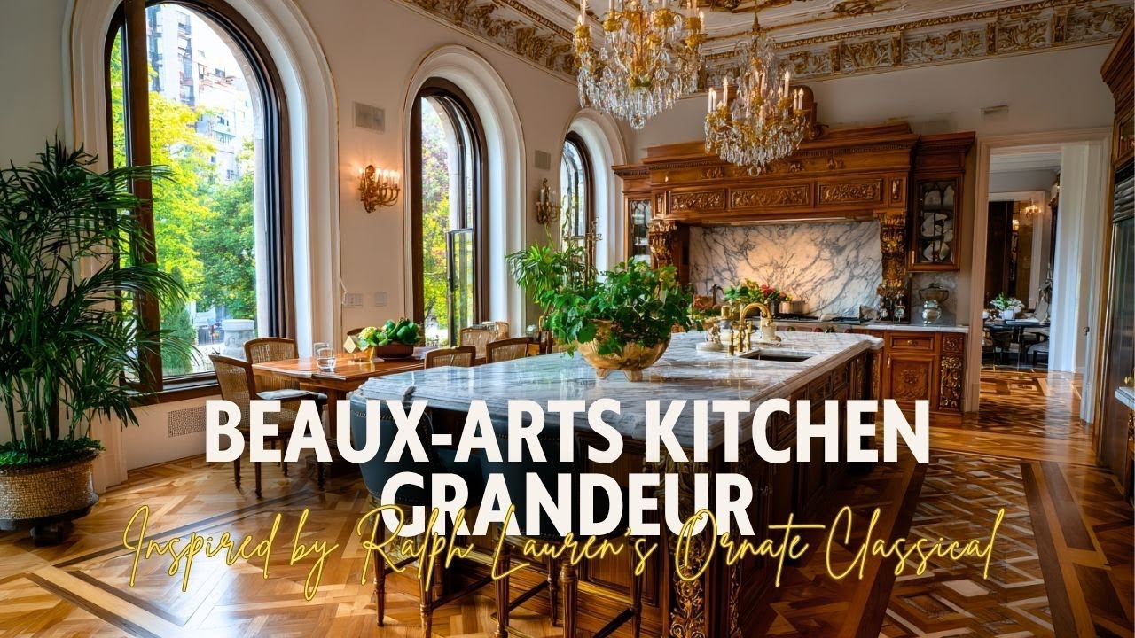 Beaux Arts Kitchen Grandeur Inspired by Ralph Lauren’s Ornate Classical Elegance