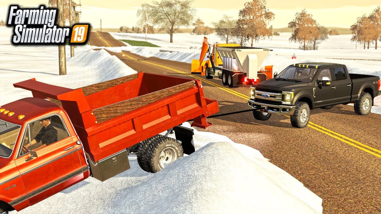 BLIZZARD RESCUE! PULLING OUT STRANDED CARS FROM DITCHES (ROLEPLAY) | FARMING SIMULATOR 2019