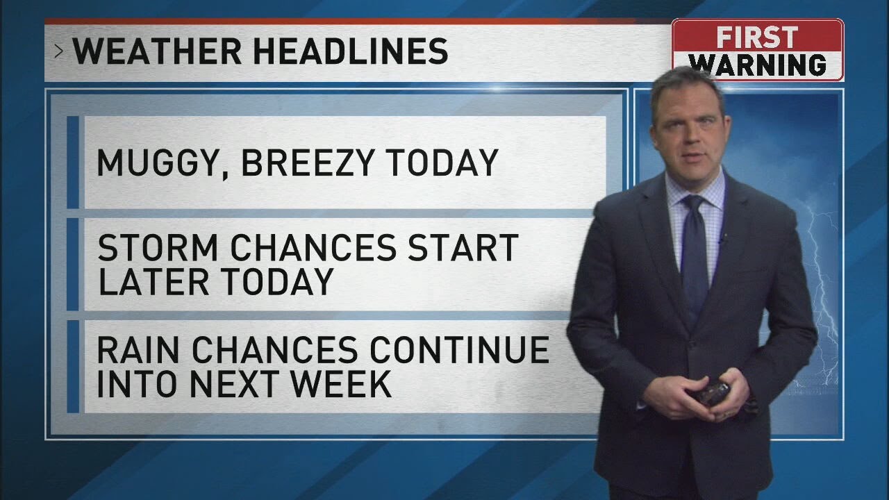 Isolated storms with possible hail, gusty winds could develop Wednesday night after warm, muggy day