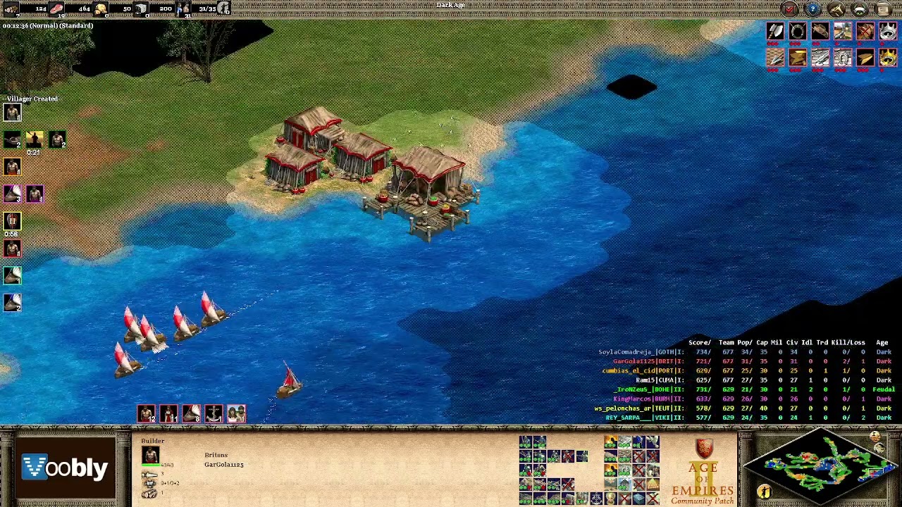 Voobly AOE2 1.6: Nomad, 4 vs 4 team game