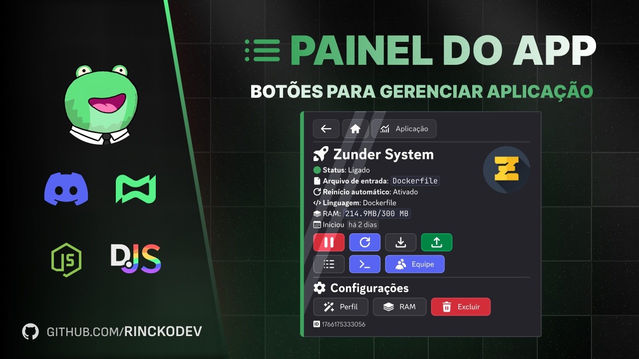 Criando um dashboard com botões para gerenciar aplicações - discord.js v14 - Discloud Manager V2 💚