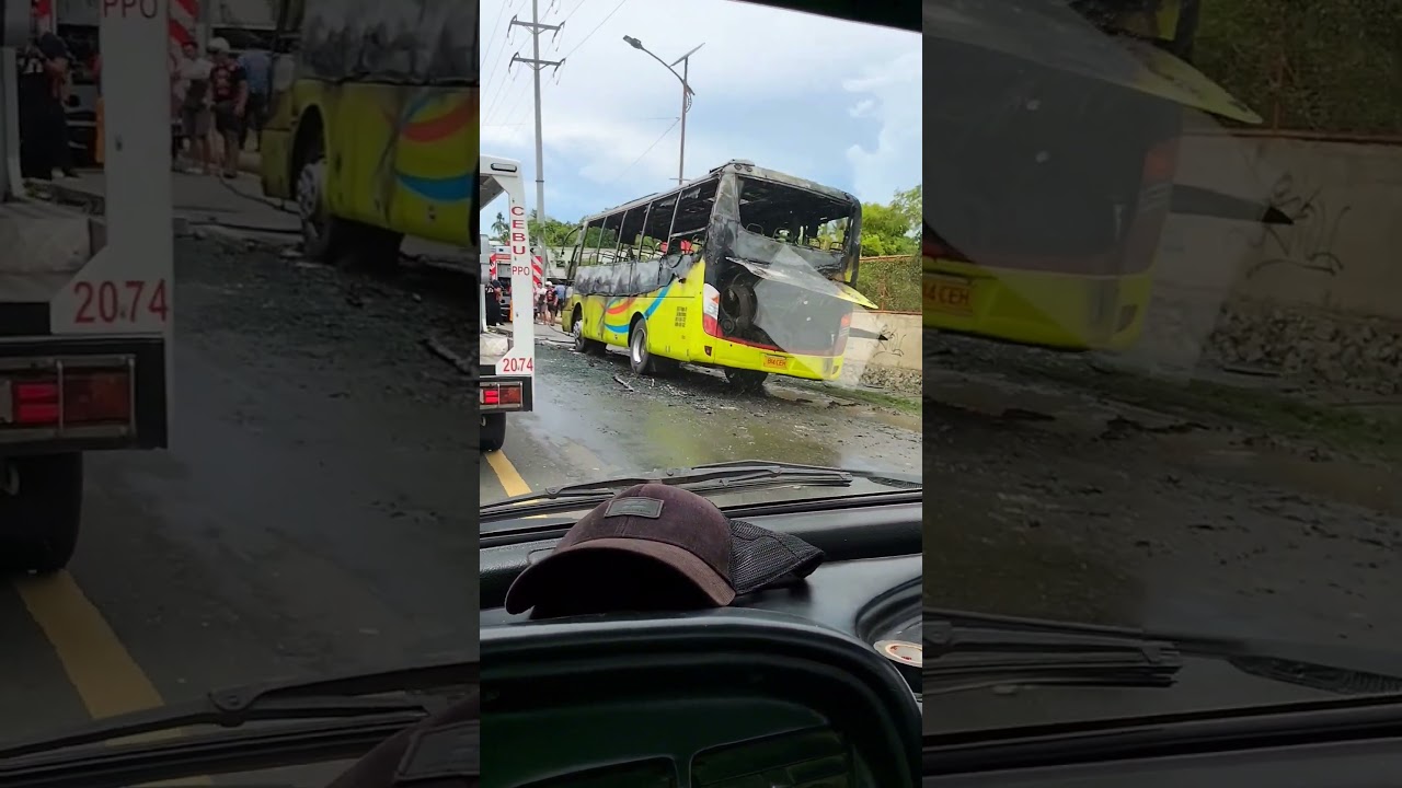 Ceres bus Caught fire as of 11:00 am, 6/10/24 at Compostela Cebu.