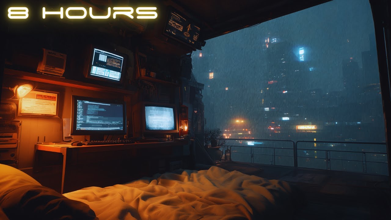 SAFE ZONE: Relaxing Blade Runner Hideout for Focus & Sleep ✦ Cozy Cyberpunk Balcony in the City