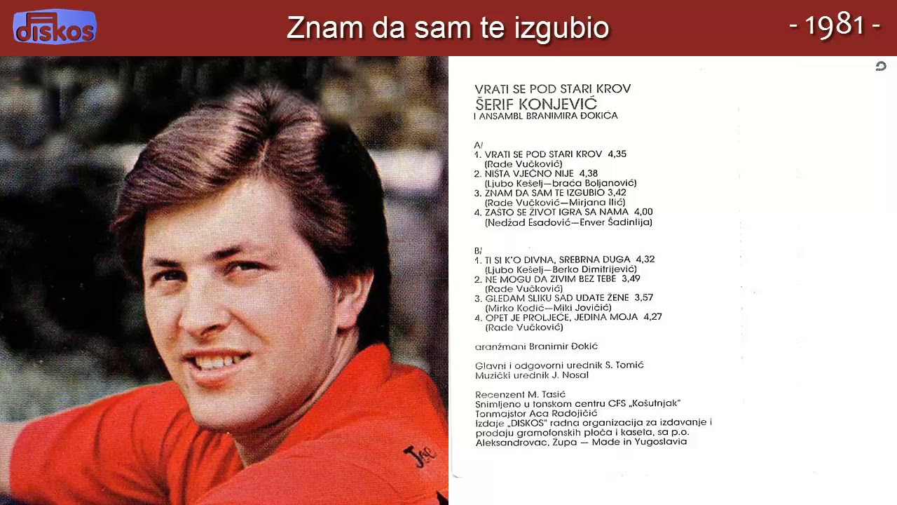 Serif Konjevic - Znam da sam te izgubio - (Audio 1981)