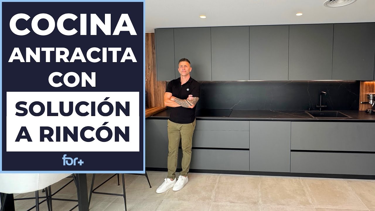 🖤 Cocina color antracita | Diseño moderno y solución sorprendente para rincones difíciles