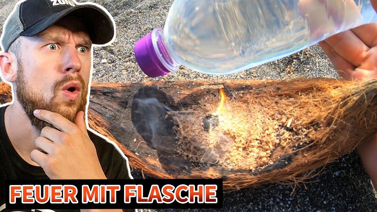 FEUER machen mit WASSERFLASCHE | Glut ohne FEUERZEUG & Streichhölzer | Fritz Meinecke
