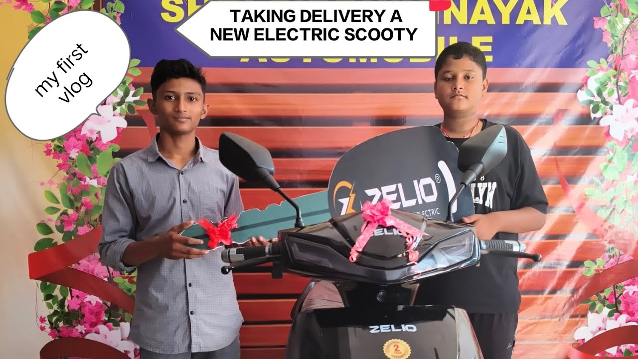 Taking delivery a new electric scooty 
