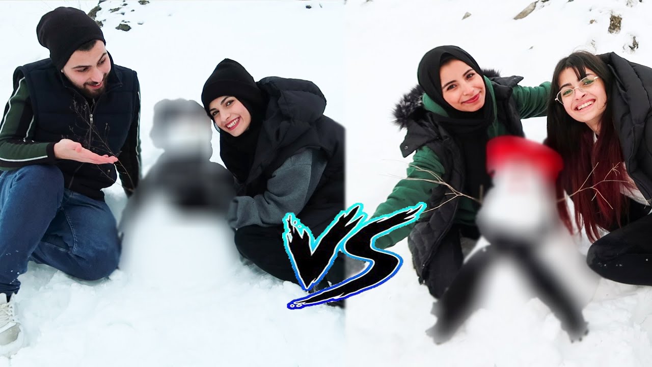 مين رح يقدر يصنع افضل رجل ثلجي☃️فريق باسم ومرام ضد فريق دينا وملاك❄