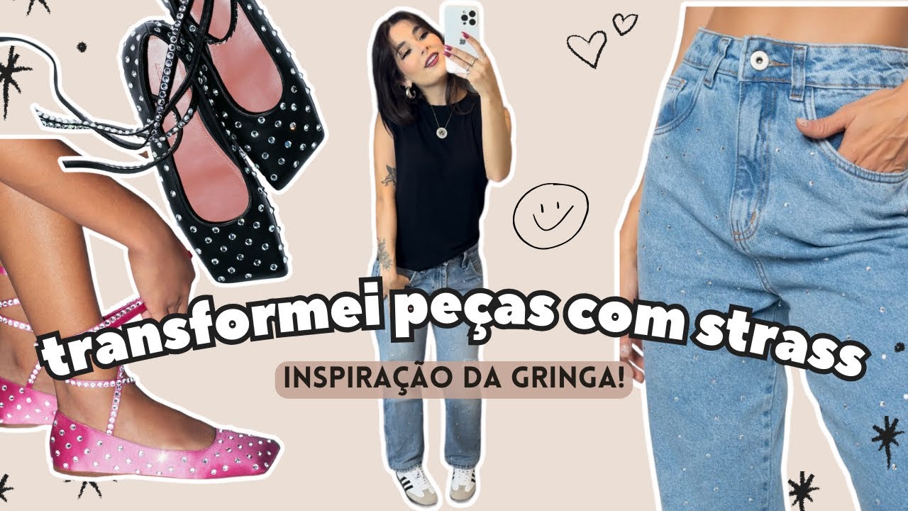 STRASS EM TUDO | transformei peças de brechó em inspirações gringas | sapatilha Amina Muaddi & mais