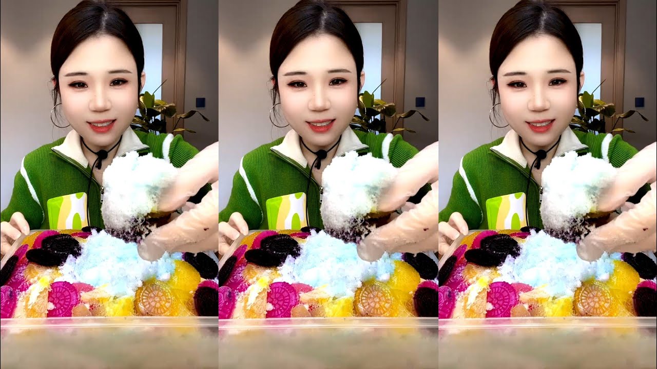 ASMR SHAVED ICE EATING YY + ICE CHIPS MUKBANG 
