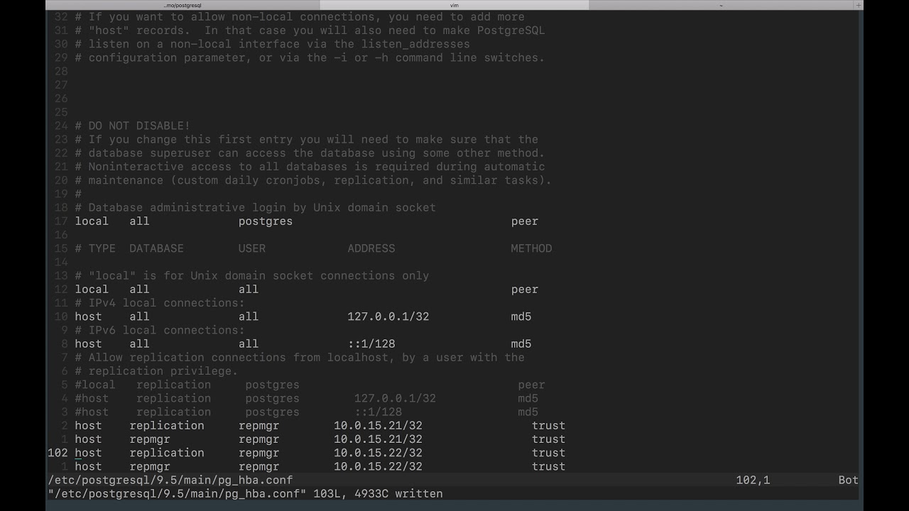Configuration d'un cluster PostgreSQL master/slave avec repmgr