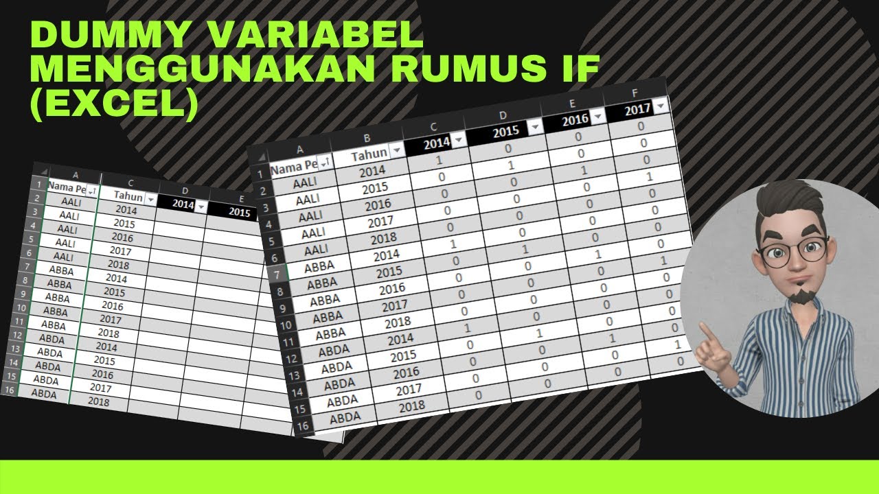 Membuat Dummy Variabel Menggunakan Excel dengan Rumus IF | Dummy Tahun dan Dummy Sektor