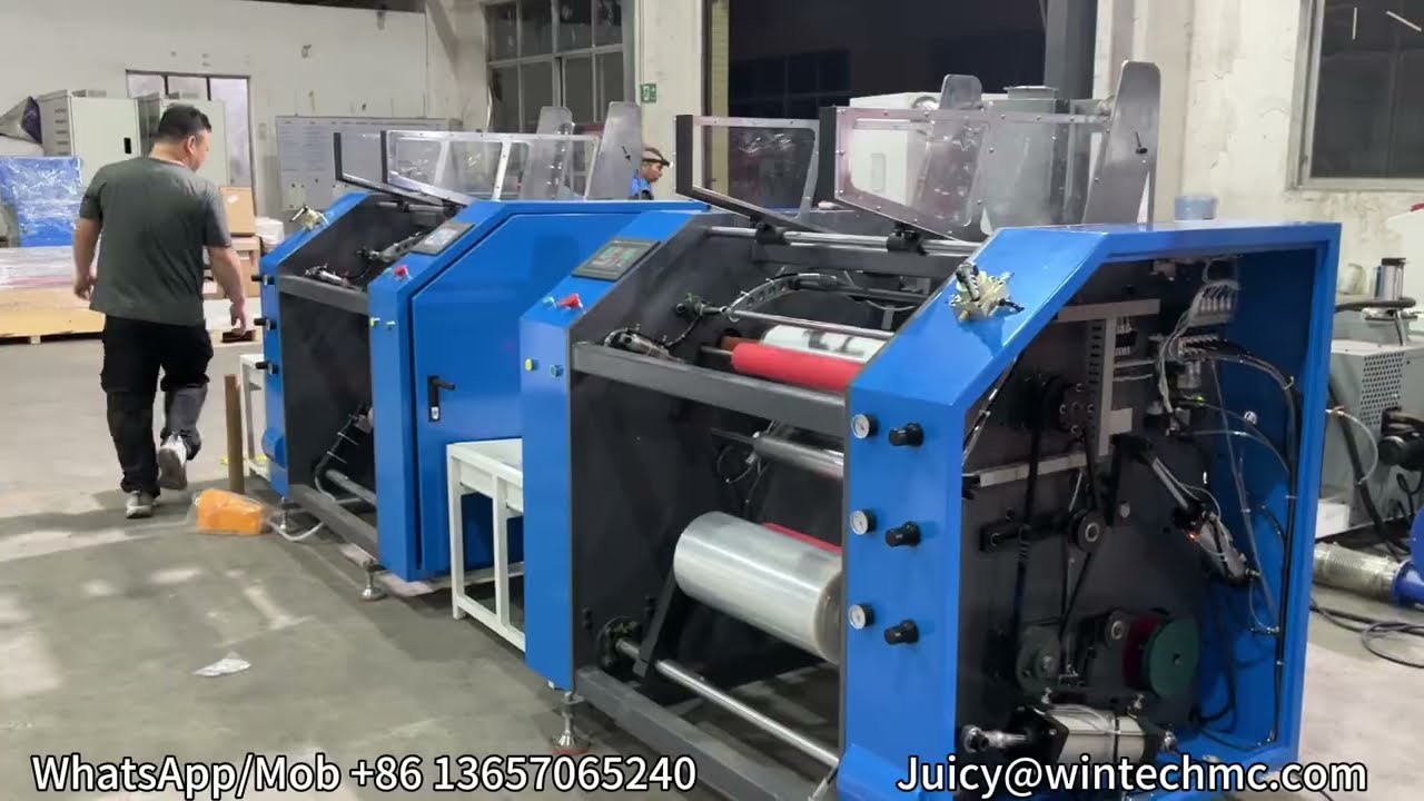 Fully-auto 500MM Stretch Film Rewinding Machine with convey belt,stretch film/cling film rewinders