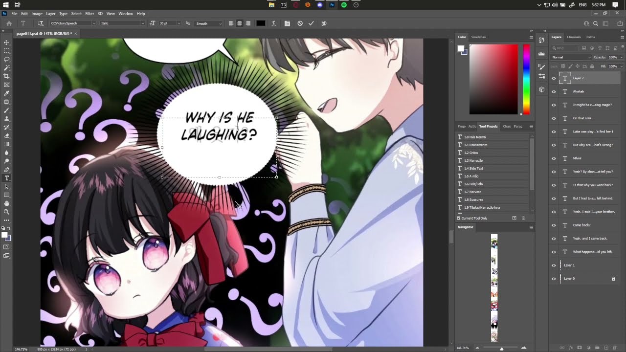 Typesetting korean manhwa