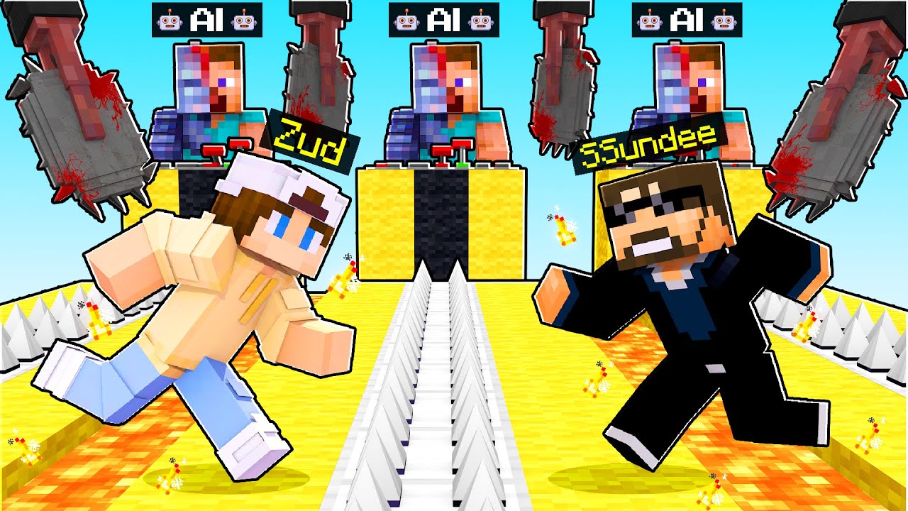 AI vs Friends Death Run in Minecraft...