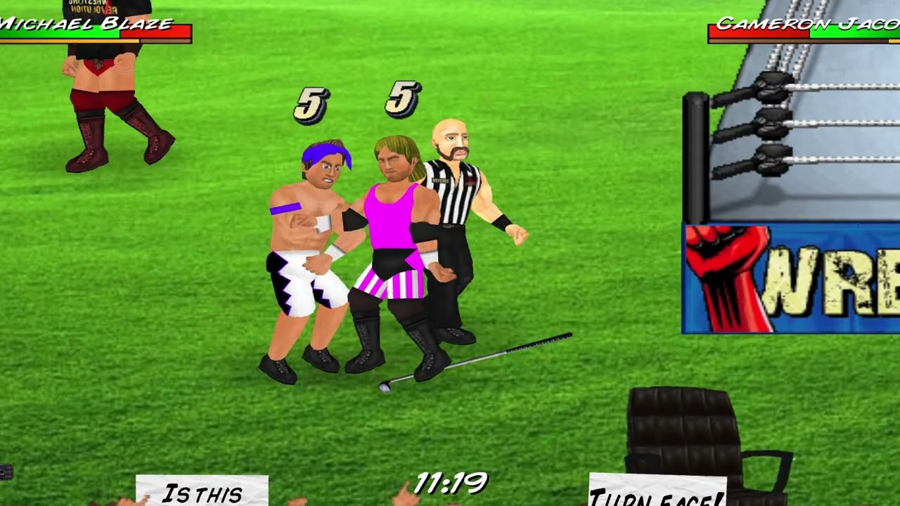 Michael Blaze  w the Miz vs Cameron Jacobs w Albert. Wrestling revolution 2d