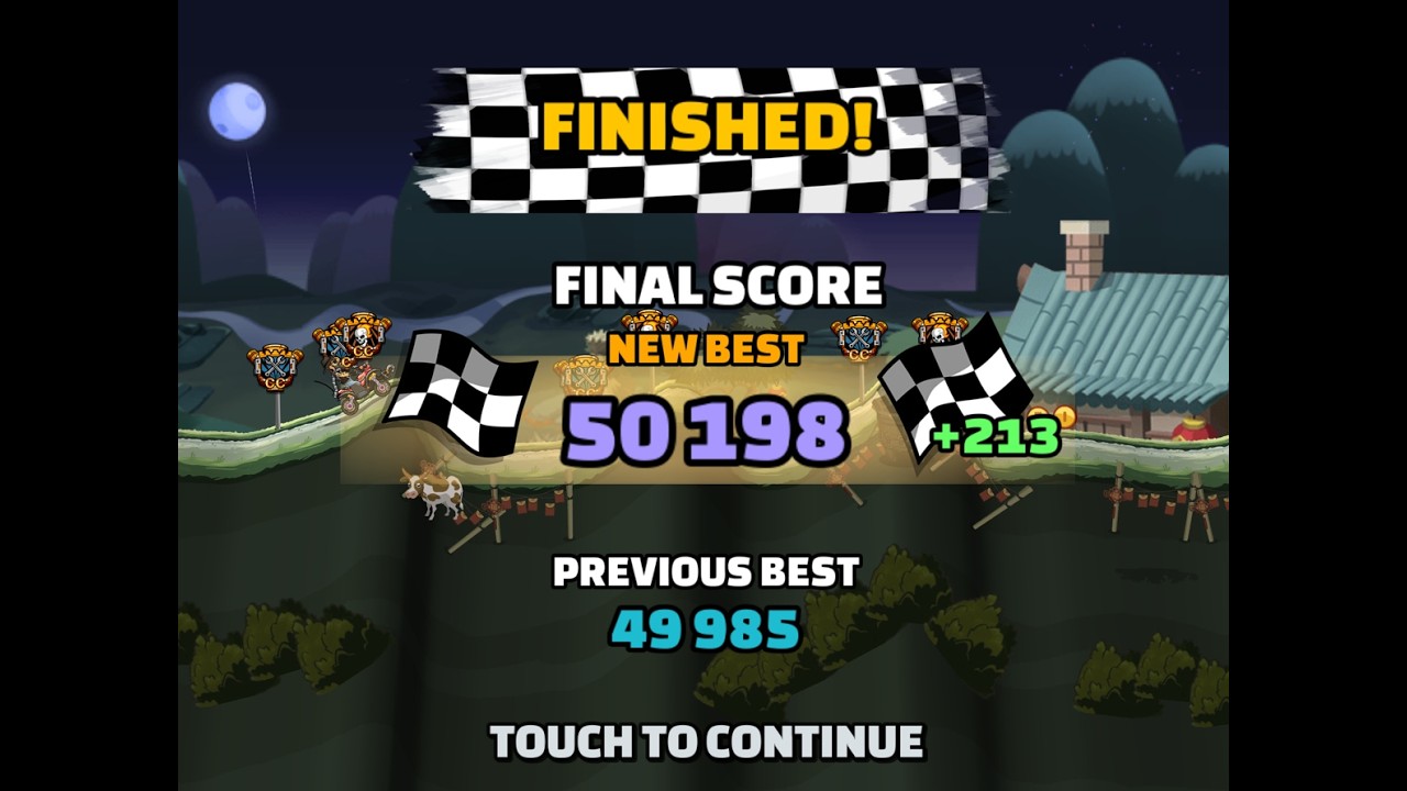 50.198 score in Nian the Less - Hill Climb Racing 2