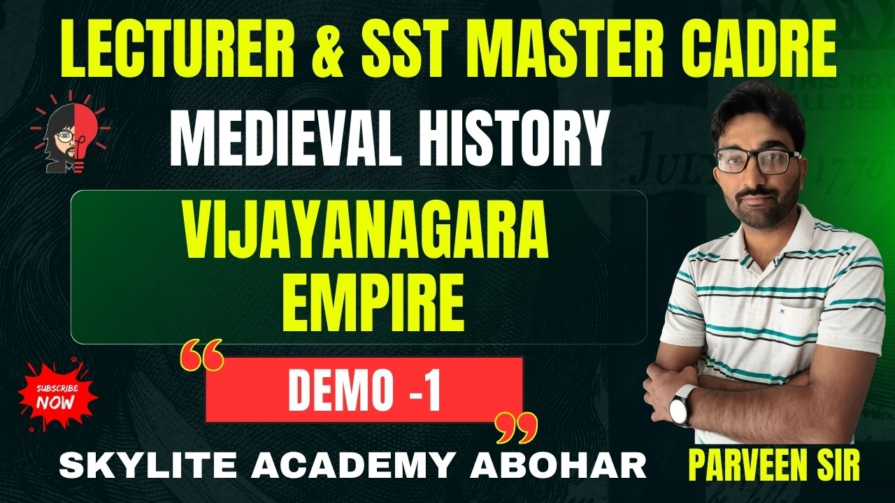 LECTURER & SST MASTER CADRE 2026 | MEDIEVAL HISTORY | VIJAYANAGARA EMPIRE | DEMO -1| 95809-20001
