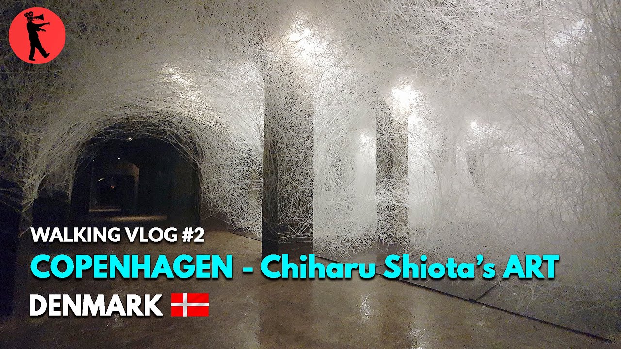 walking at Chiharu Shiota's exhibition, COPENHAGEN, UNDERGROUND CISTERNS - March 2022 [4K UHD]
