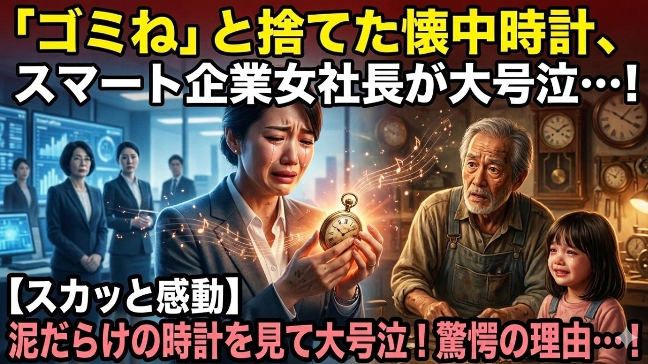 【スカッと感動】「時代遅れのゴミね」スマート企業の冷徹女社長が、老職人の直した”泥だらけの懐中時計”を見て大号泣した理由…【大逆転】