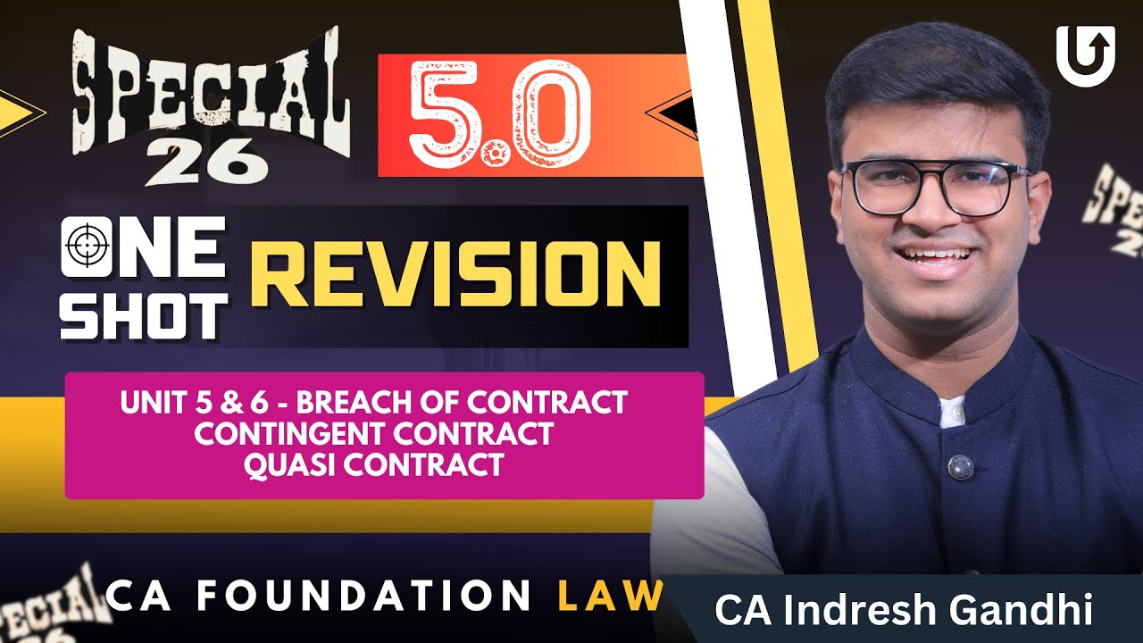 CA Foundation Law - One shot Revision | Unit 5 & 6 | Indian Contract Act |  | Special 26 5.O | IGSIR
