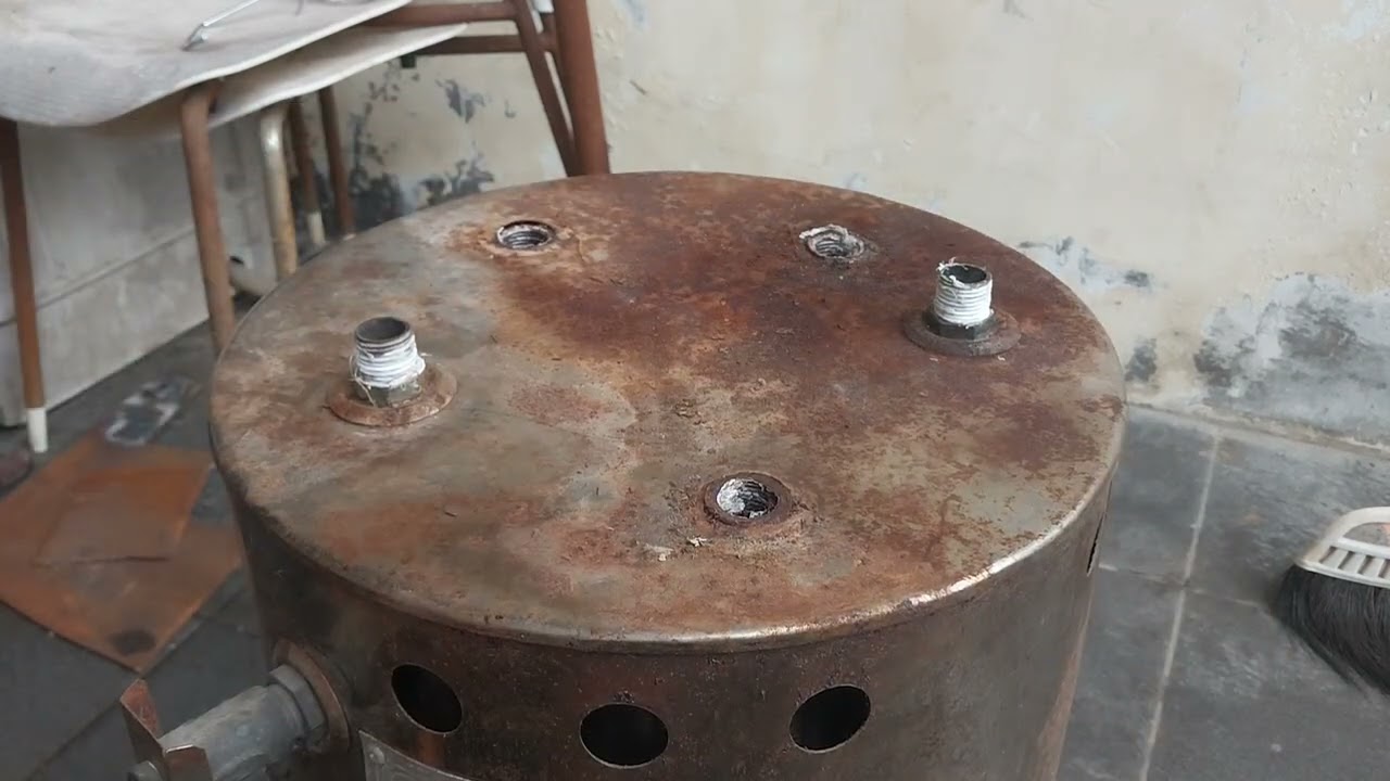 bongkar tabung boiler merk jupe, tabung dalam stainless steel bocor.
