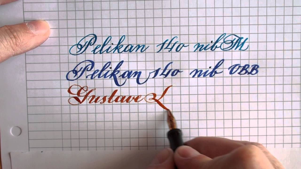 Pens with flexible nib - Pelikan 140 M, OBB, Gustave Fischer, Mabie Todd 3130 writing