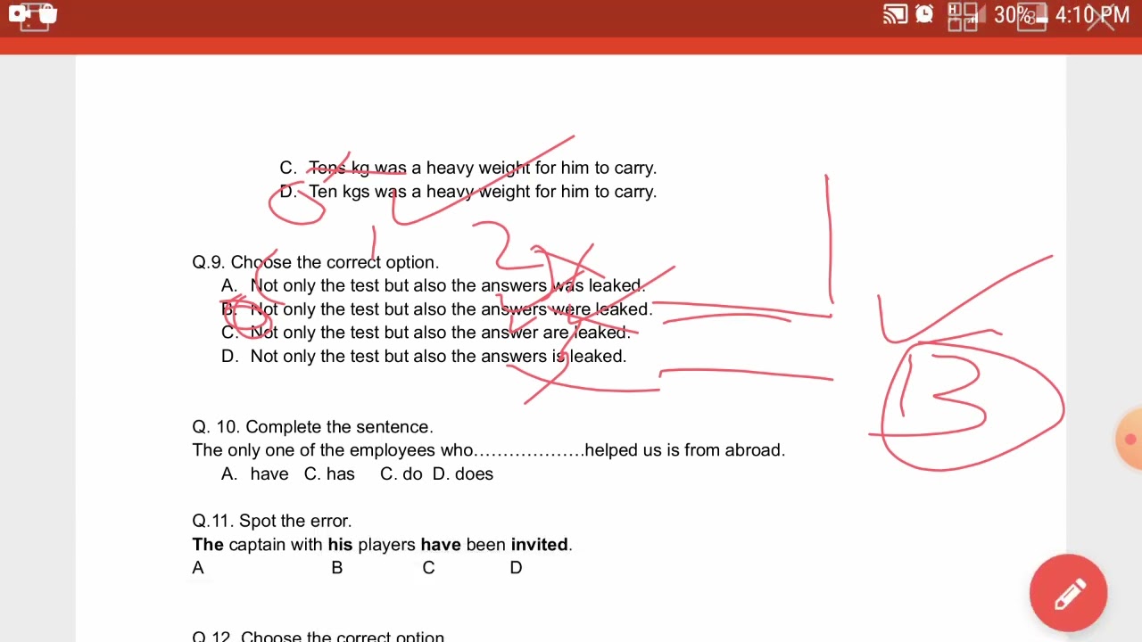 Subject-Verb-Agreement _ Practice Test MCQs  Discussion
