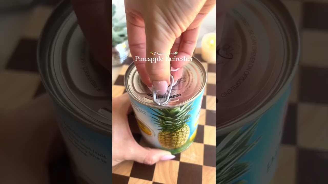 Pineapple Coconut Refresher🤍  Ingredients🍍 - ice  - frozen pineapple chunks (optional) - 3/4 cup p