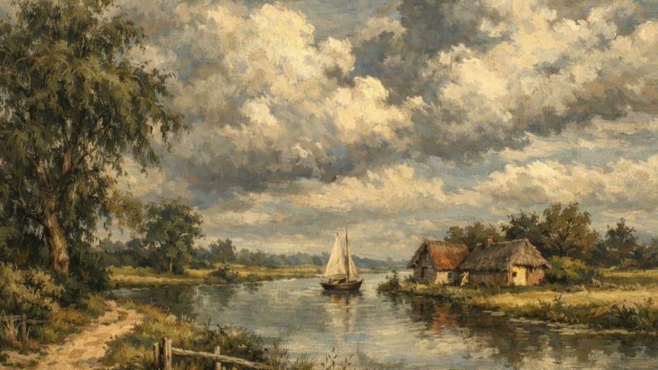 Quiet Riverbend | Vintage Impressionist Landscape | Art Screensaver for TV